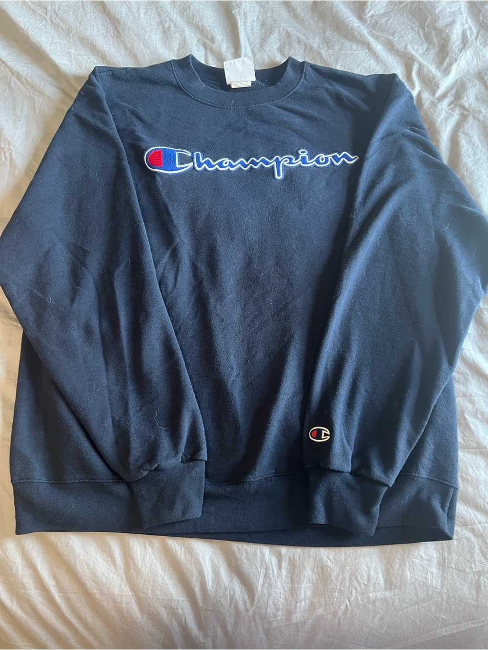 Champion Navy Blue Logo Crewneck Sweatshirt